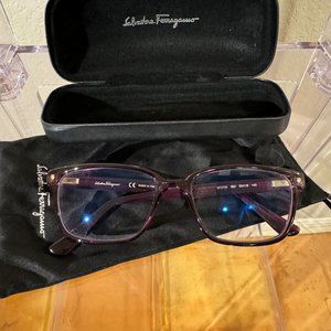Salvatore Ferragamo Purple Acetate Frames w/ Blue Light Plano Lenses & Hard Case